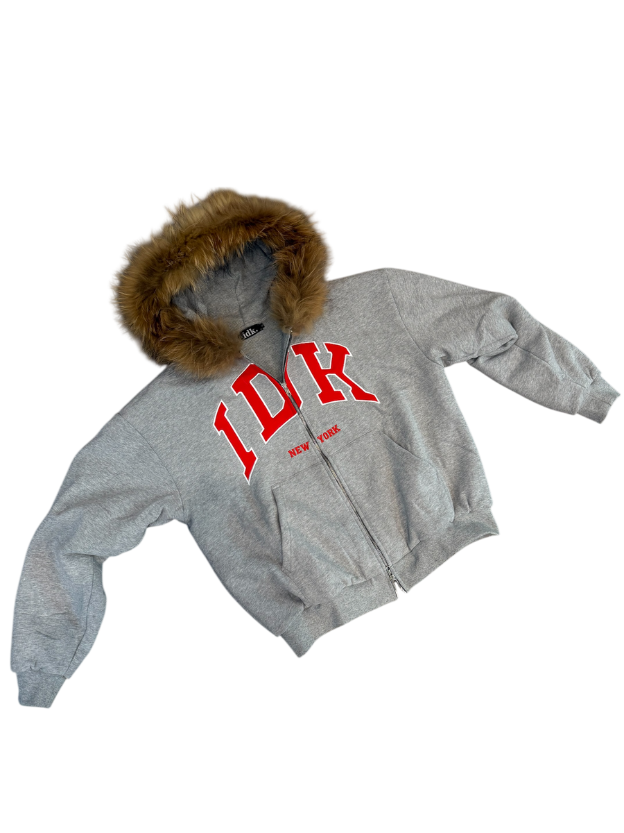 ACADEMY HOODED FUR ZIP-UP